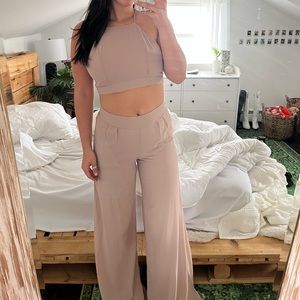 Top and flowy pants matching set
